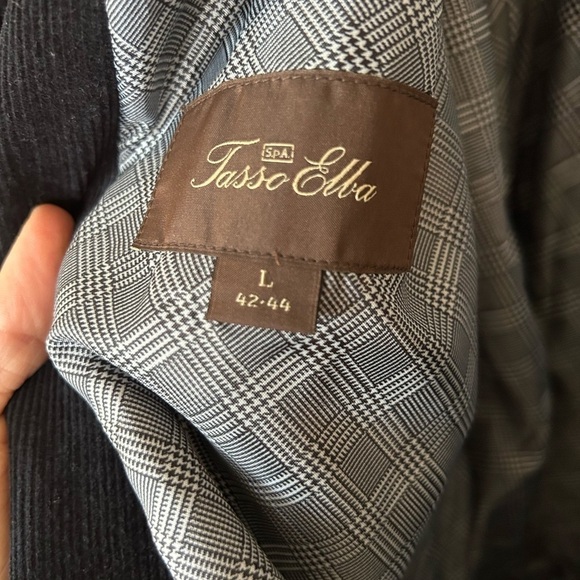 Tasso elba men’s cotton blue blazer with elbow pads to button closure - Picture 6 of 13